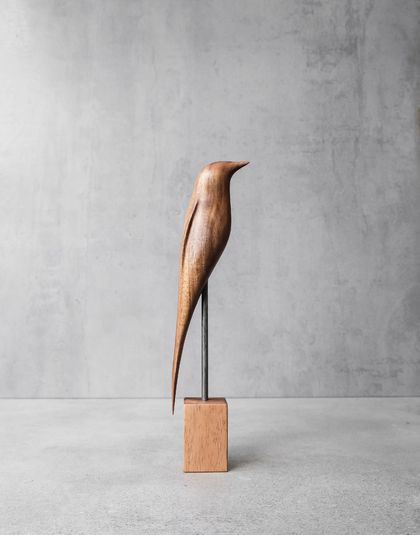 Hand Carved Wooden Bird - New Zealand Bellbird